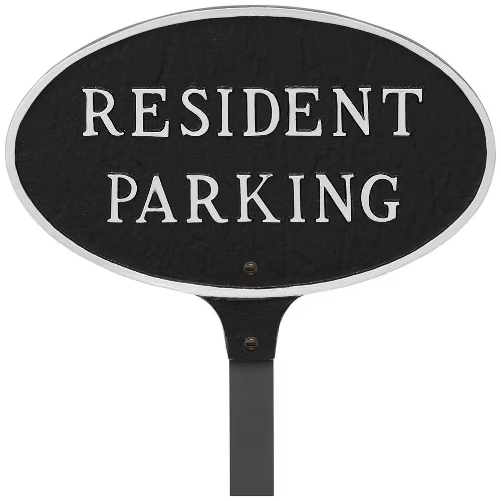 6 In. X 10 In. Small Oval Resident Parking Statement Plaque Sign with 23 In. Law