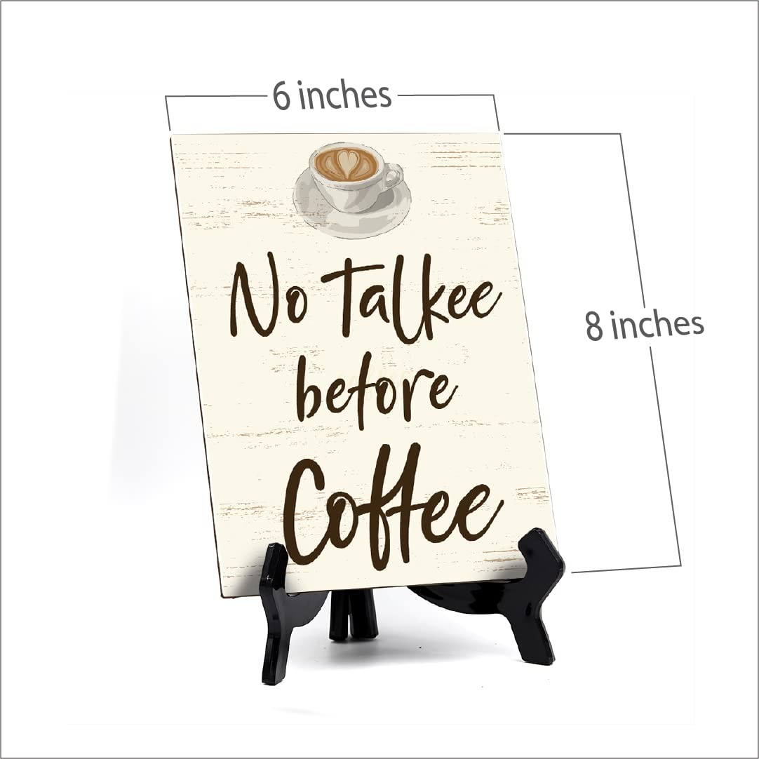 Signs ByLita No Talkee Before Coffee, Table Sign With Acrylic Stand (6 x 8″)