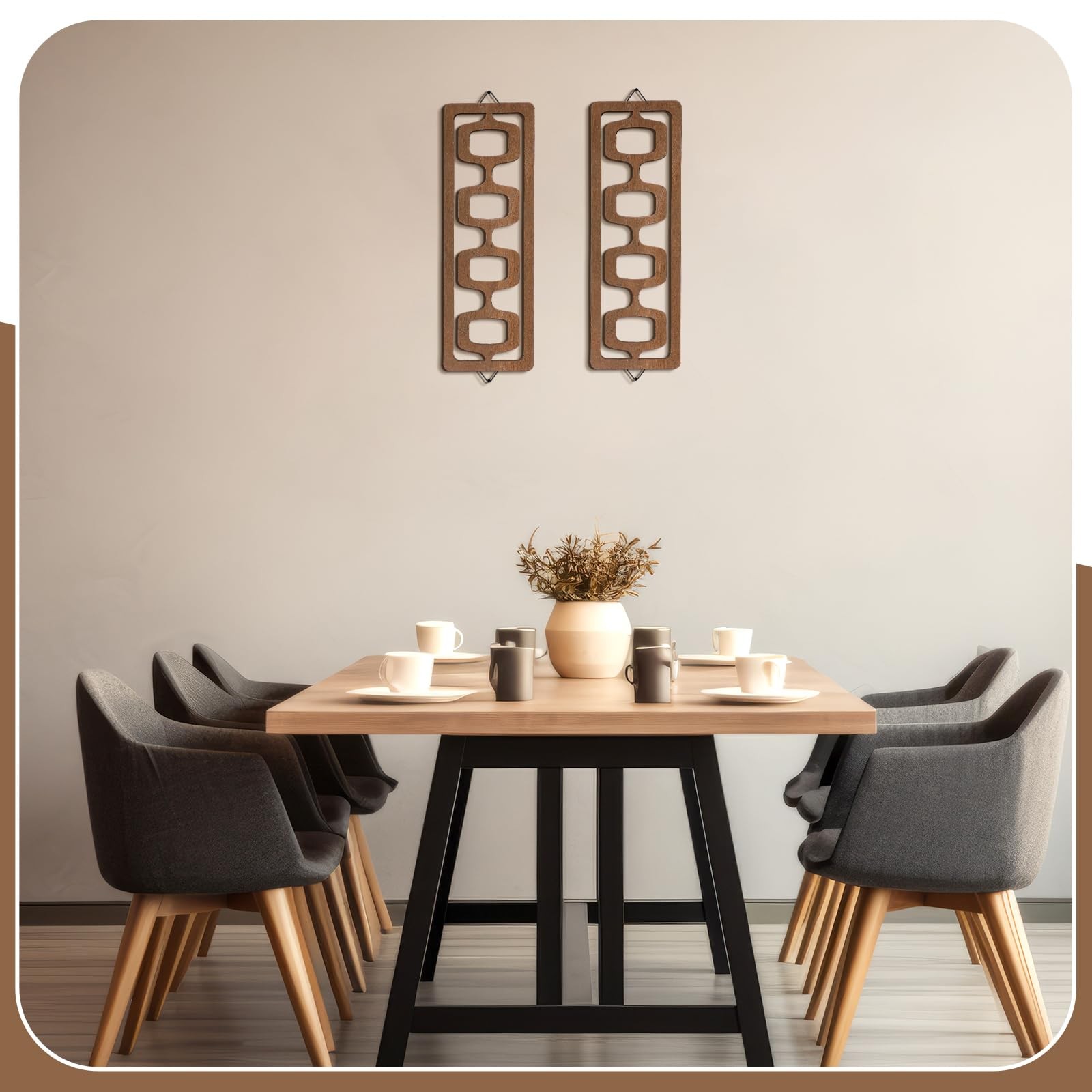 CroBlissful 2 Pcs Mid Century Modern Wall Art Wood Mid Century Elegance Decor…