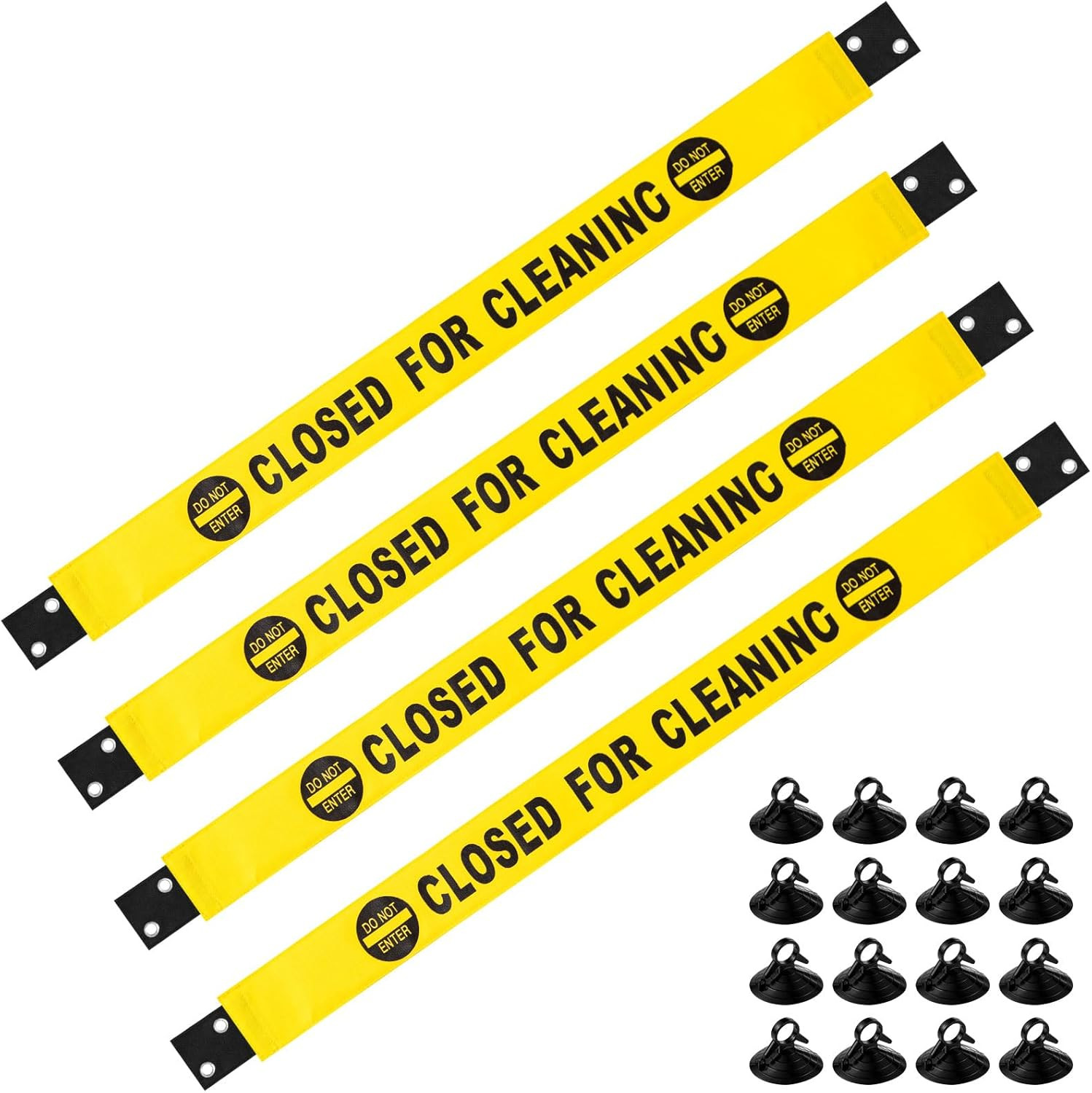 4 Pcs Restroom Closed for Cleaning Sign with Magnetic Ends Nylon Bathroom Cleani