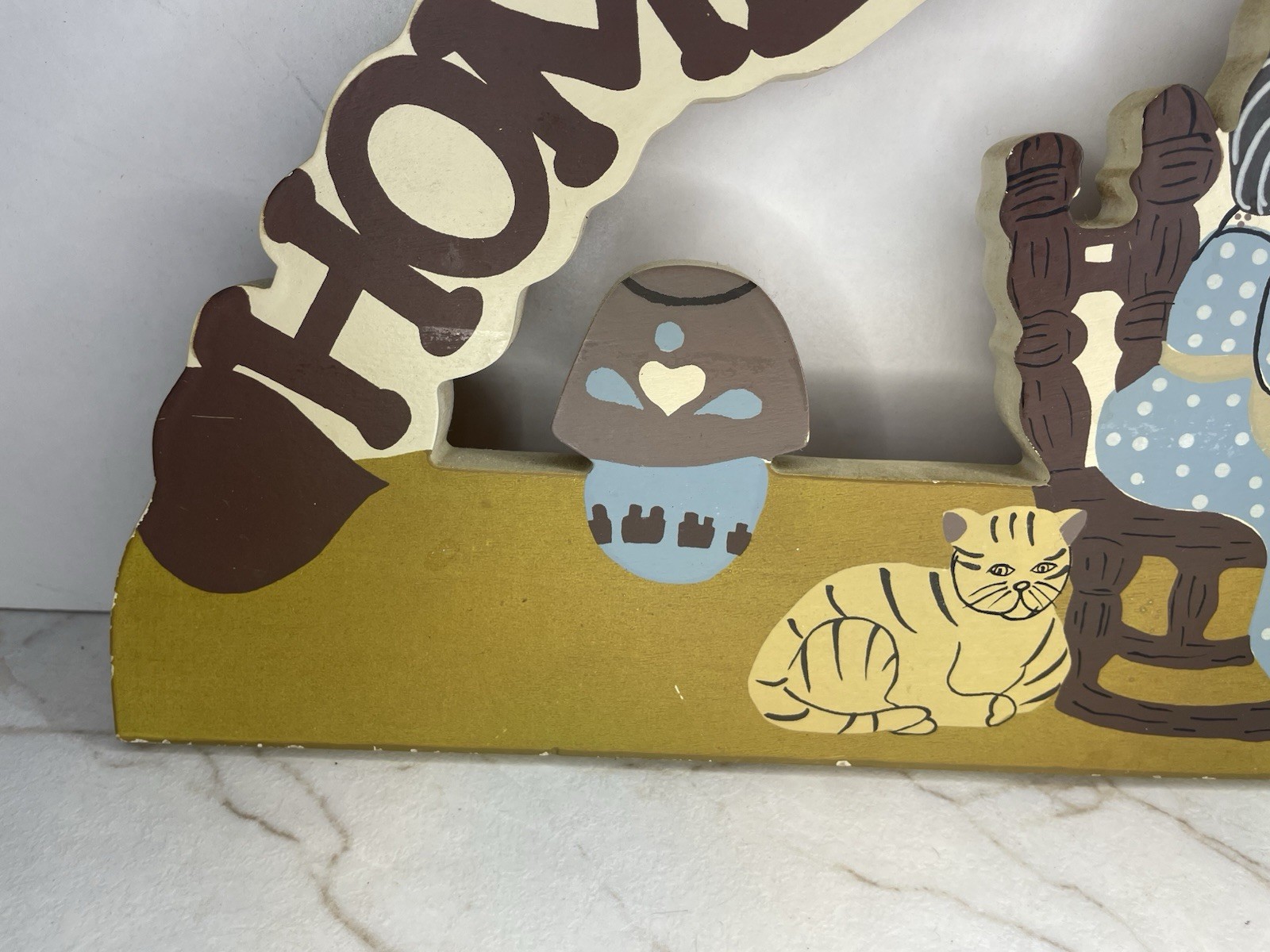 Home Sweet Home Hand-Painted Wooden Wall Decor Cottage Core Cats Grandma