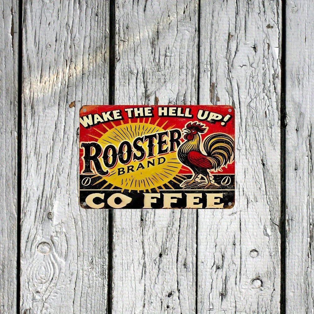 Retro Vintage Rooster Coffee Tin Metal Signs Home Décor Wall Art 8×12