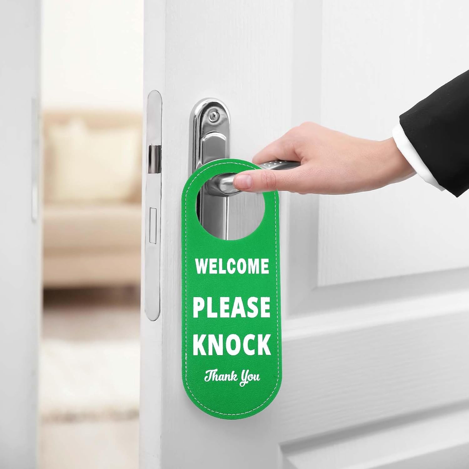 PU Leather Please Do Not Disturb Sign and Welcome Please Knock Sign Door Knob ..