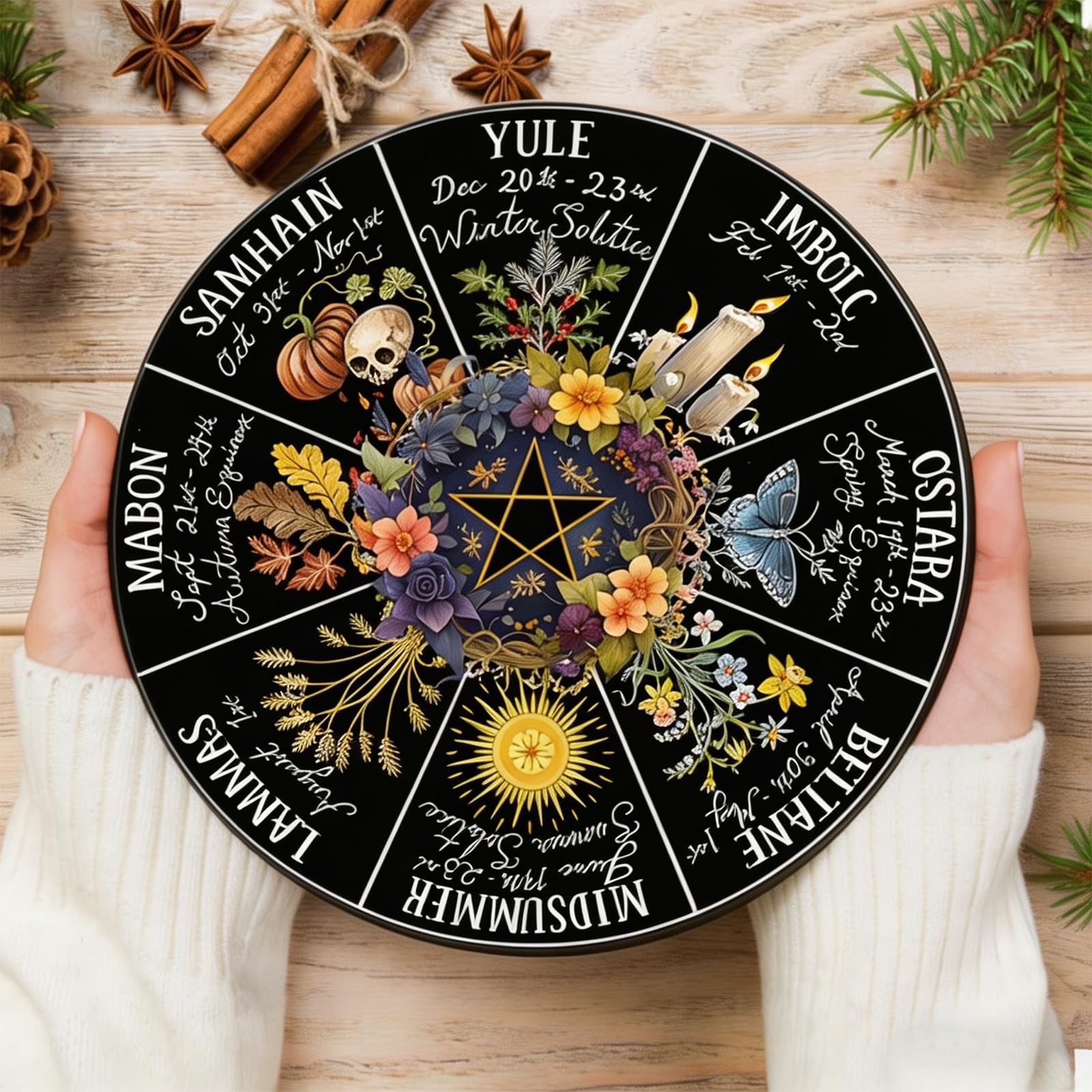 “12Inch Wheel of the Year Wall Hanging for Pagan & Wiccan Celebrations”