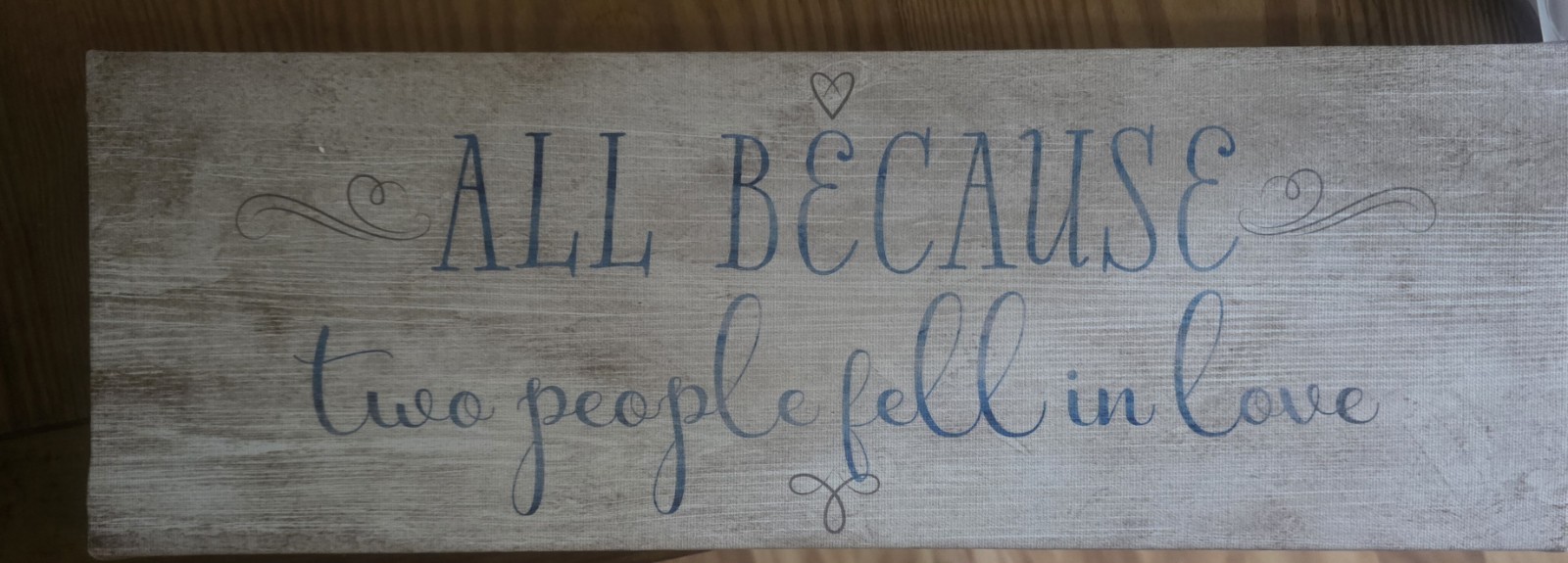 Rustic Wood Decorative Love Quote Sign “All Because Two People Fell in Love”