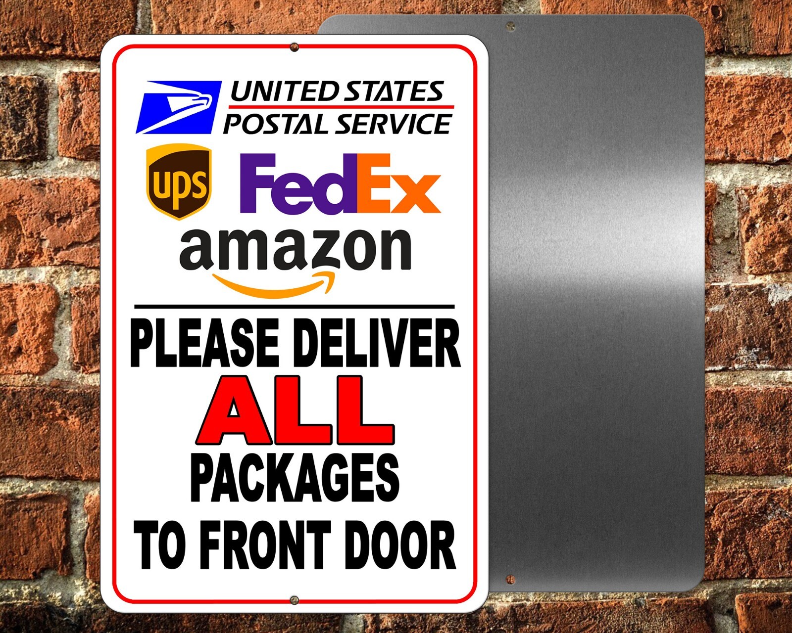 Deliver All Packages To Front Door Delivery Instructions Sign METAL 3 Sizes SI28