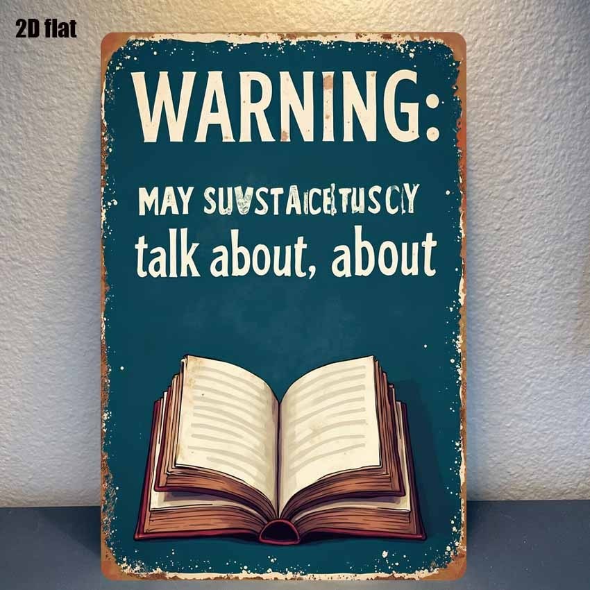 Vintage Book Warning Sign Rustic Iron Wall Plaque