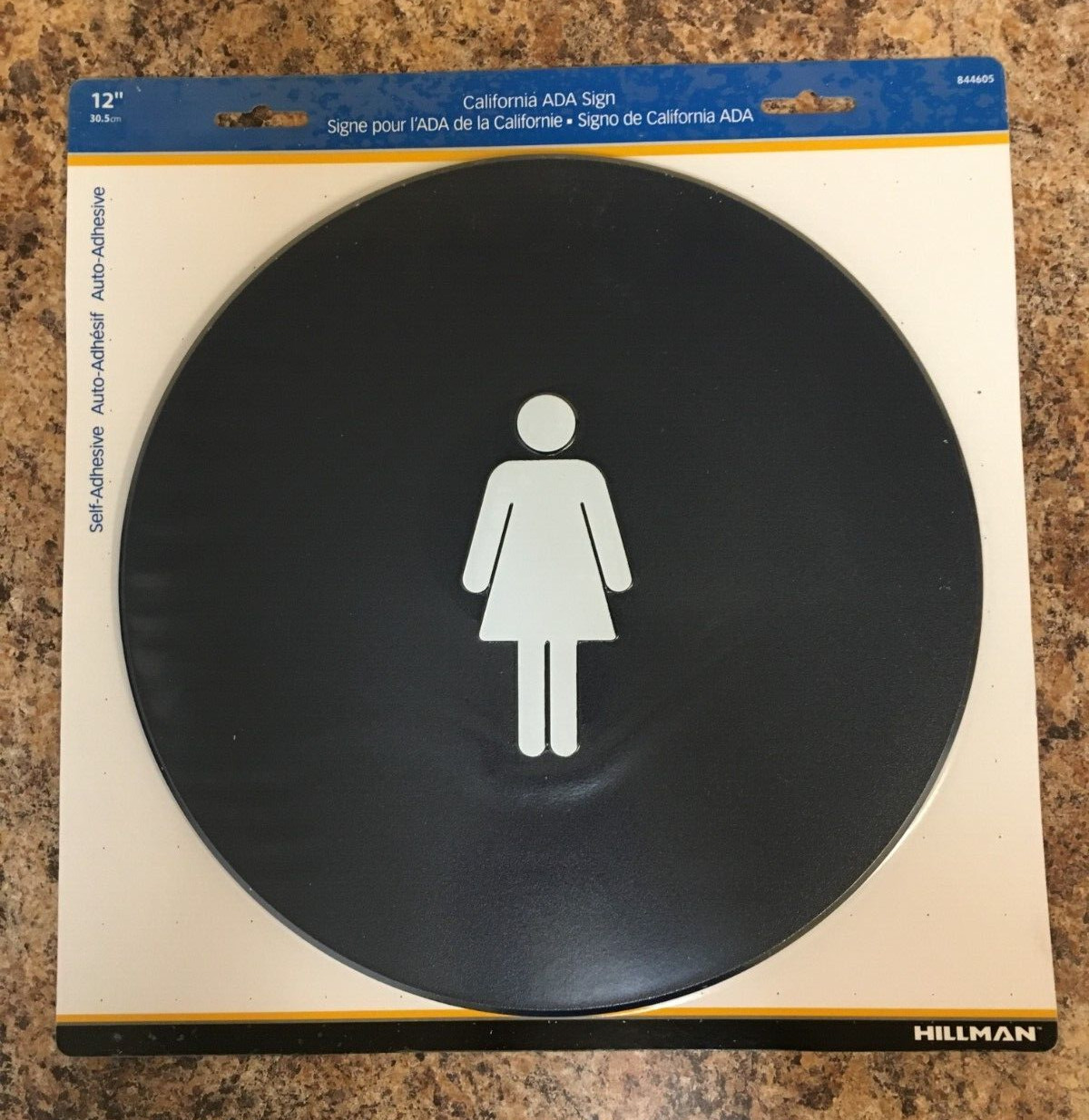 HILLMAN 844605 Blue Circle Women’s Restroom 12 in. Plaque 6-Pack