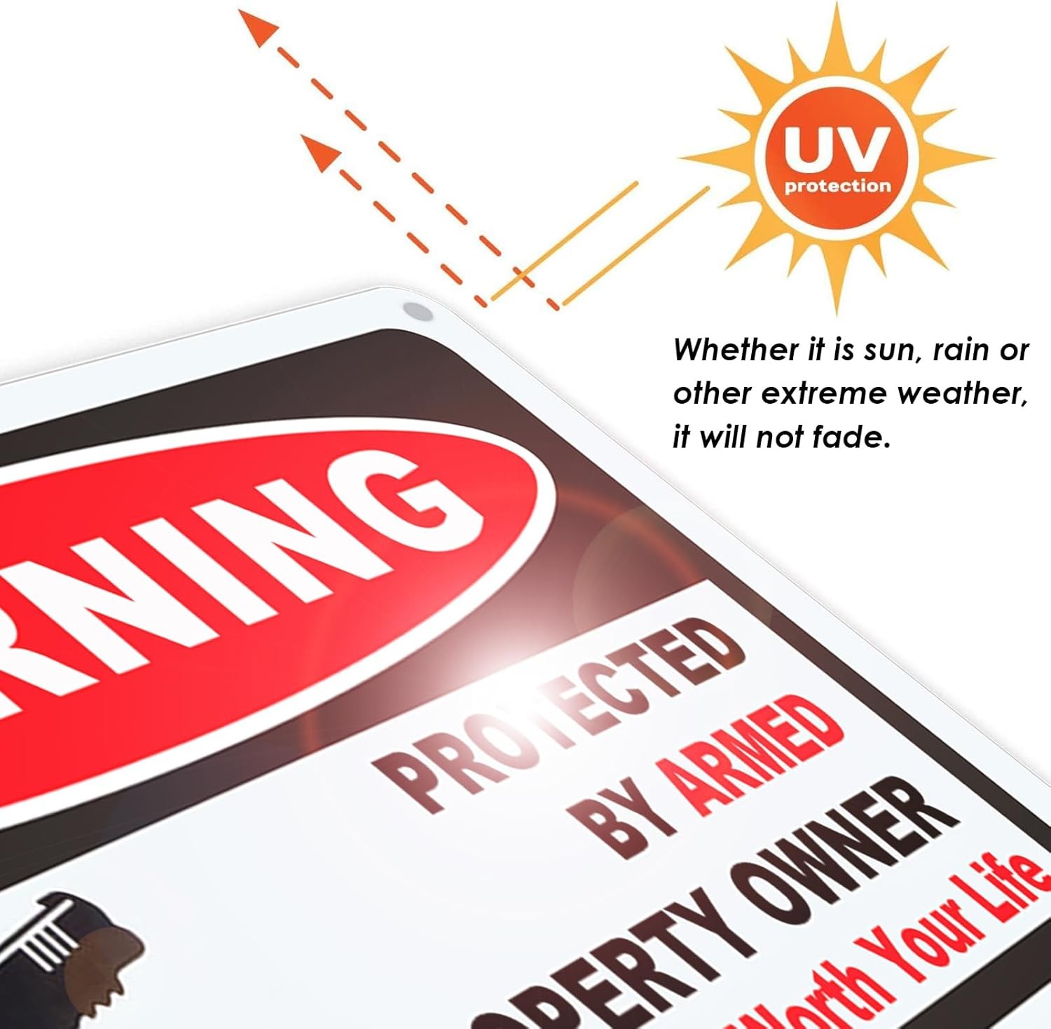 2 Pack Armed Property Warning Sign 10×7 Reflective Al. Wall Mount Home Protected