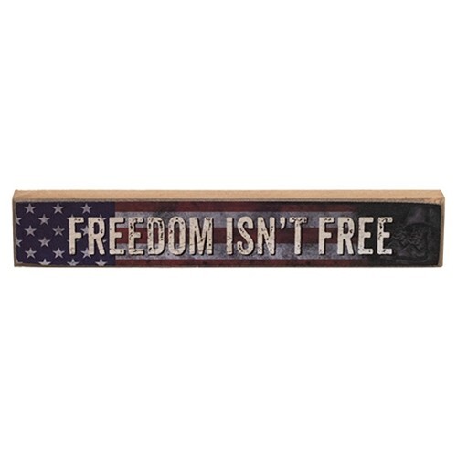 New PRIMITIVE PATRIOTIC Signs Stick 3 pc 6″ W 1″ H Wood Painted Distressed MINI