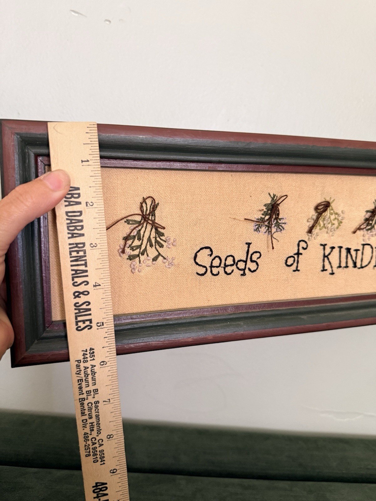 Seeds Of Kindness Wall Art Small Stitched Framed Farm Country Flowers 6×18