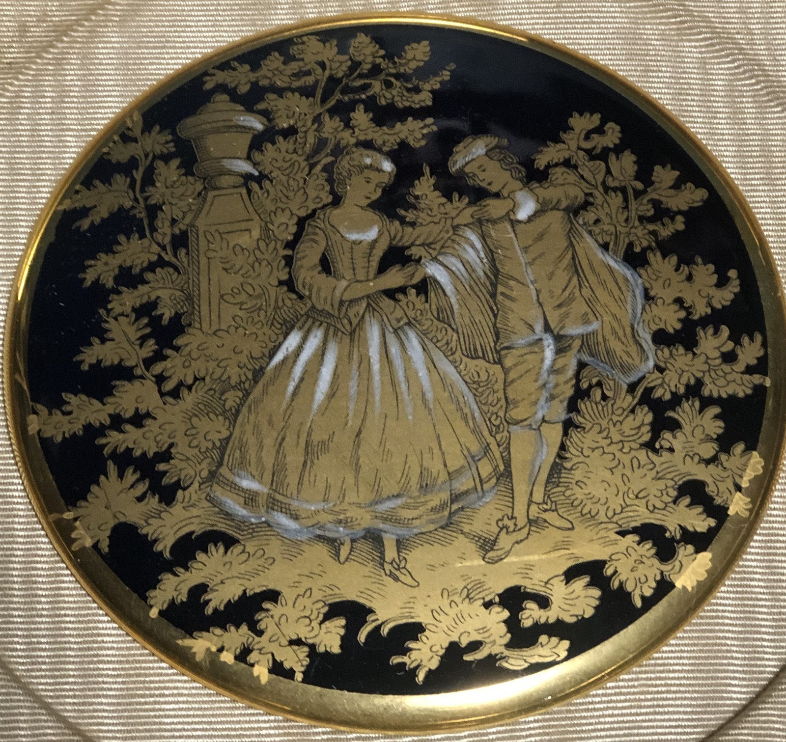 Pair Of Vtg Framed 24 Kt Gold Rim Limoges France China From Sungott Art Studios