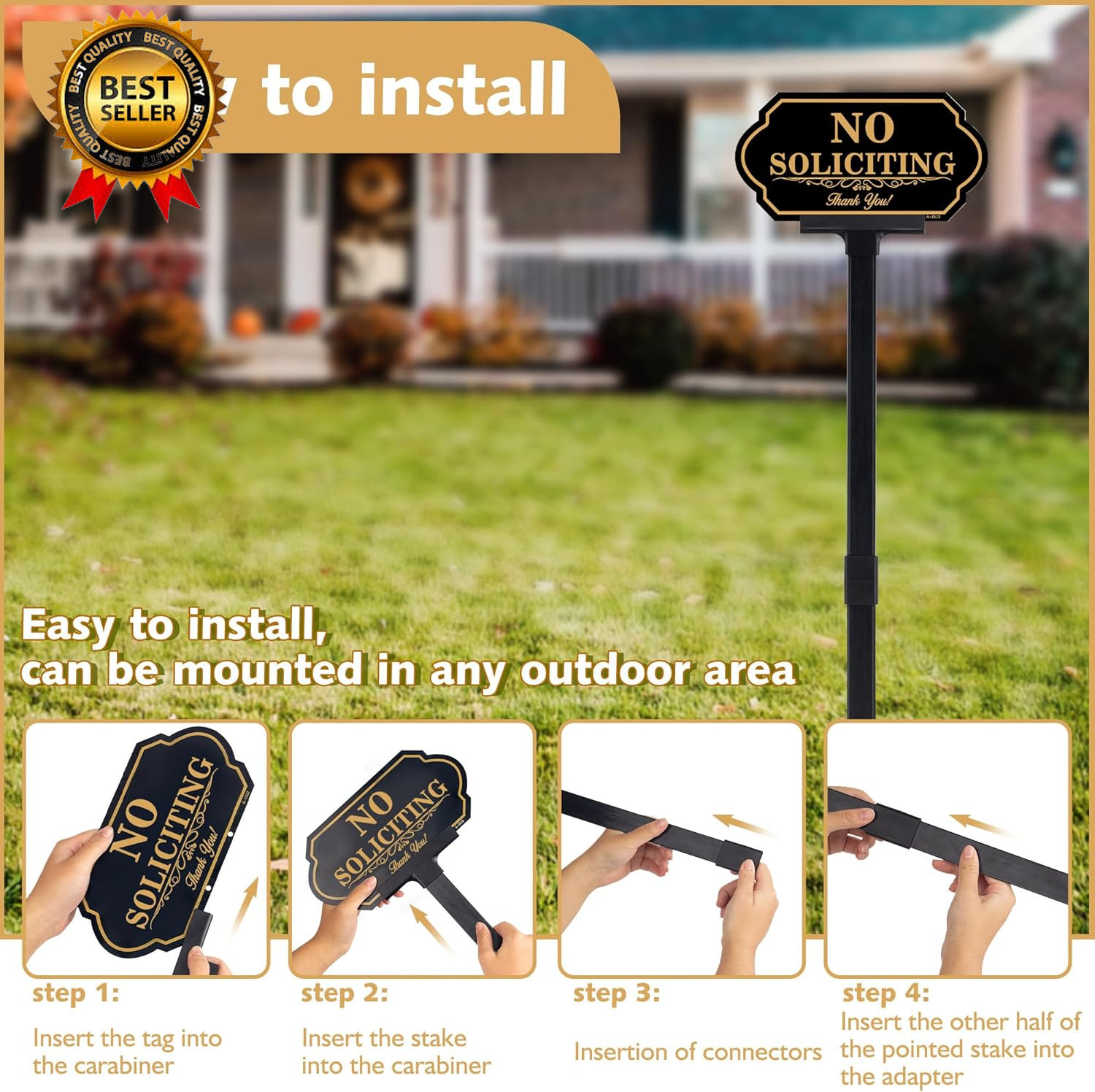 No Soliciting Sign for House with Stake 50 Mil Thick Aluminum 5X10 Inch…