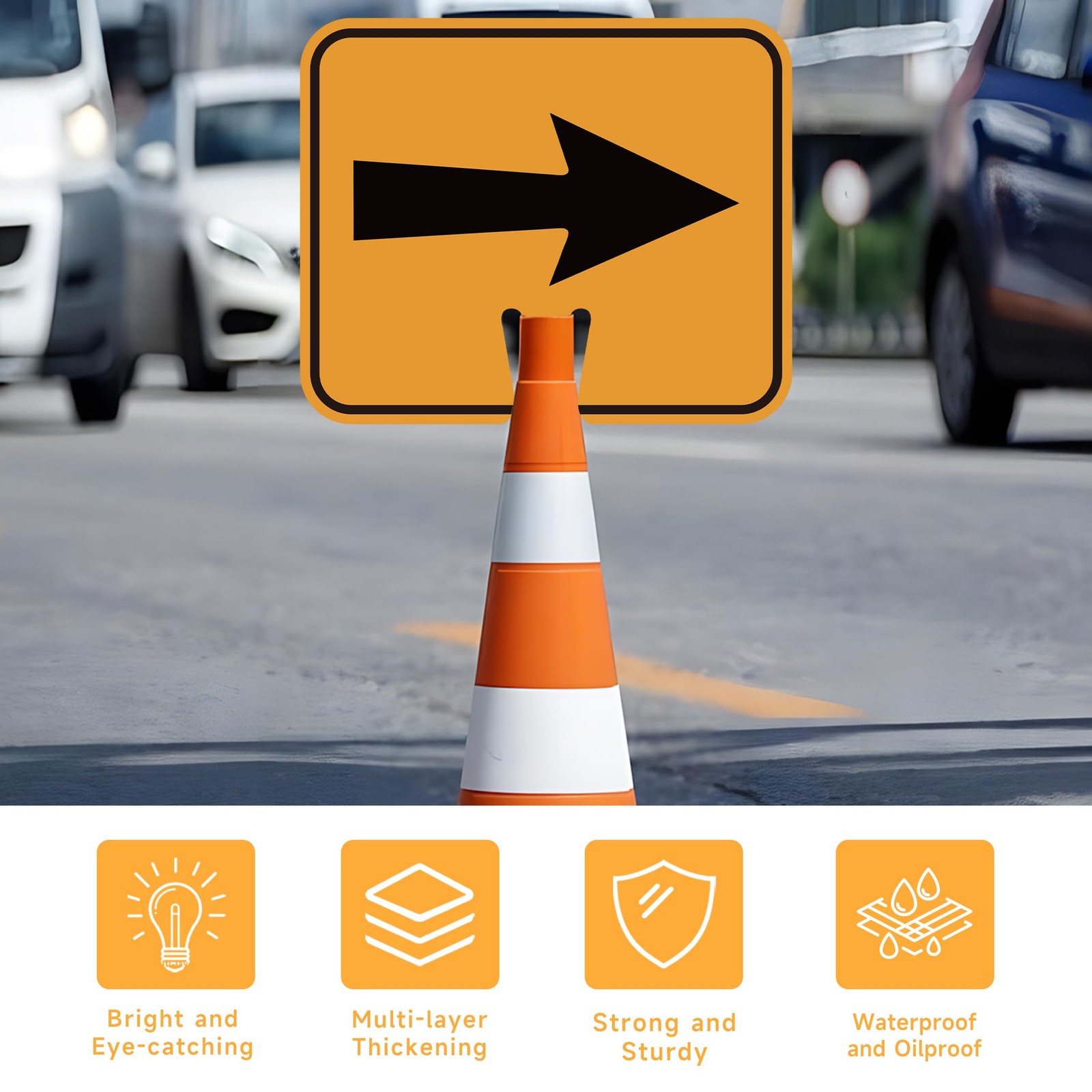 2PCS Traffic Arrow Detour Signs, Double-sided 12.6IN, Sign 024