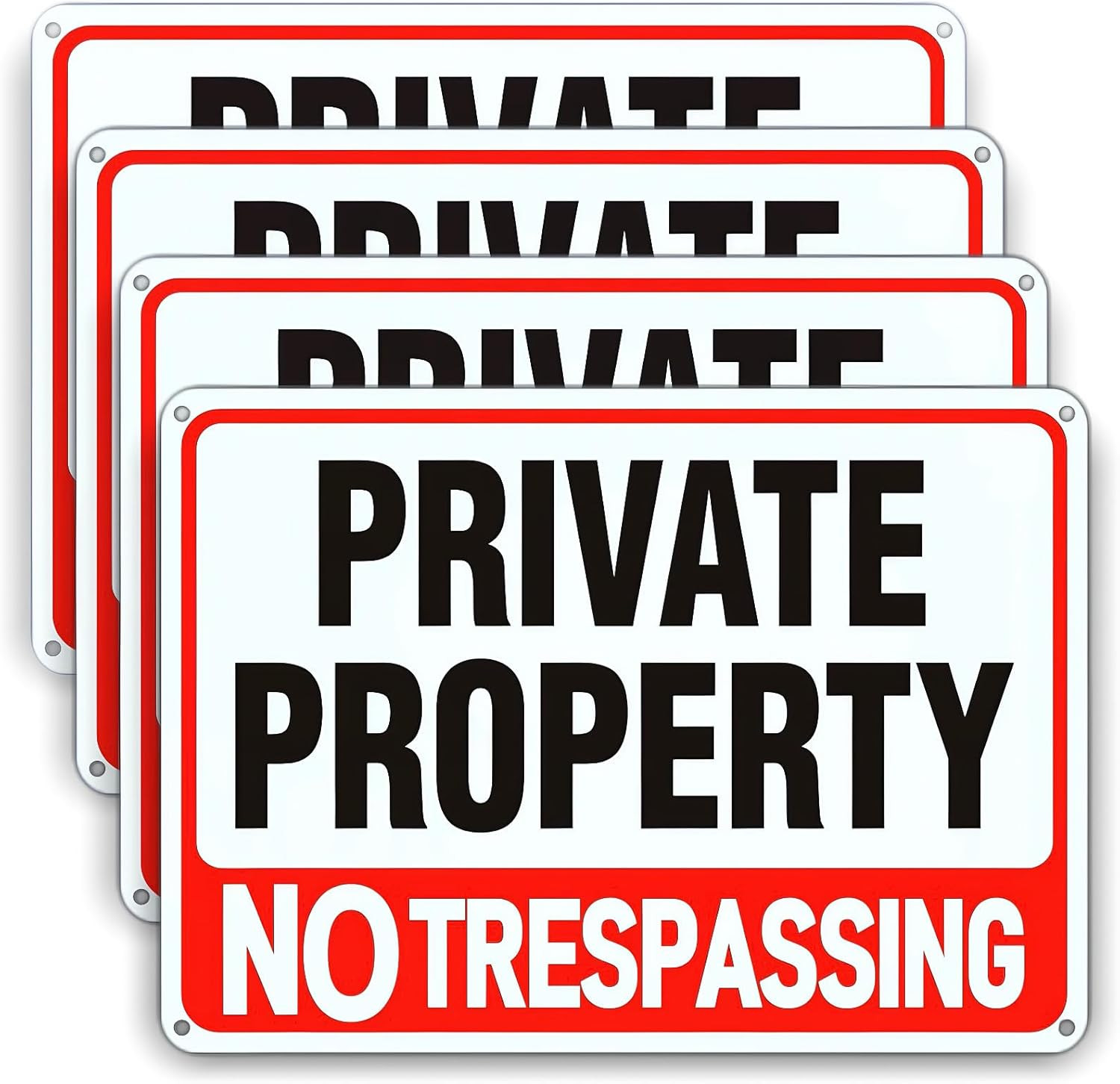 4 Pack Large Private Property No Trespassing Sign 8X12 Inch Rust Free Aluminum