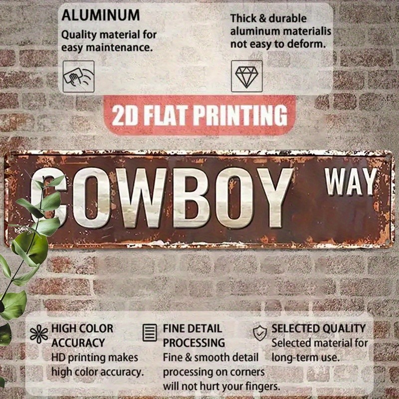 Vintage Cowboy Way Metal Signs Rustic Cowboy Themed Garage Bar Farmhouse Decor