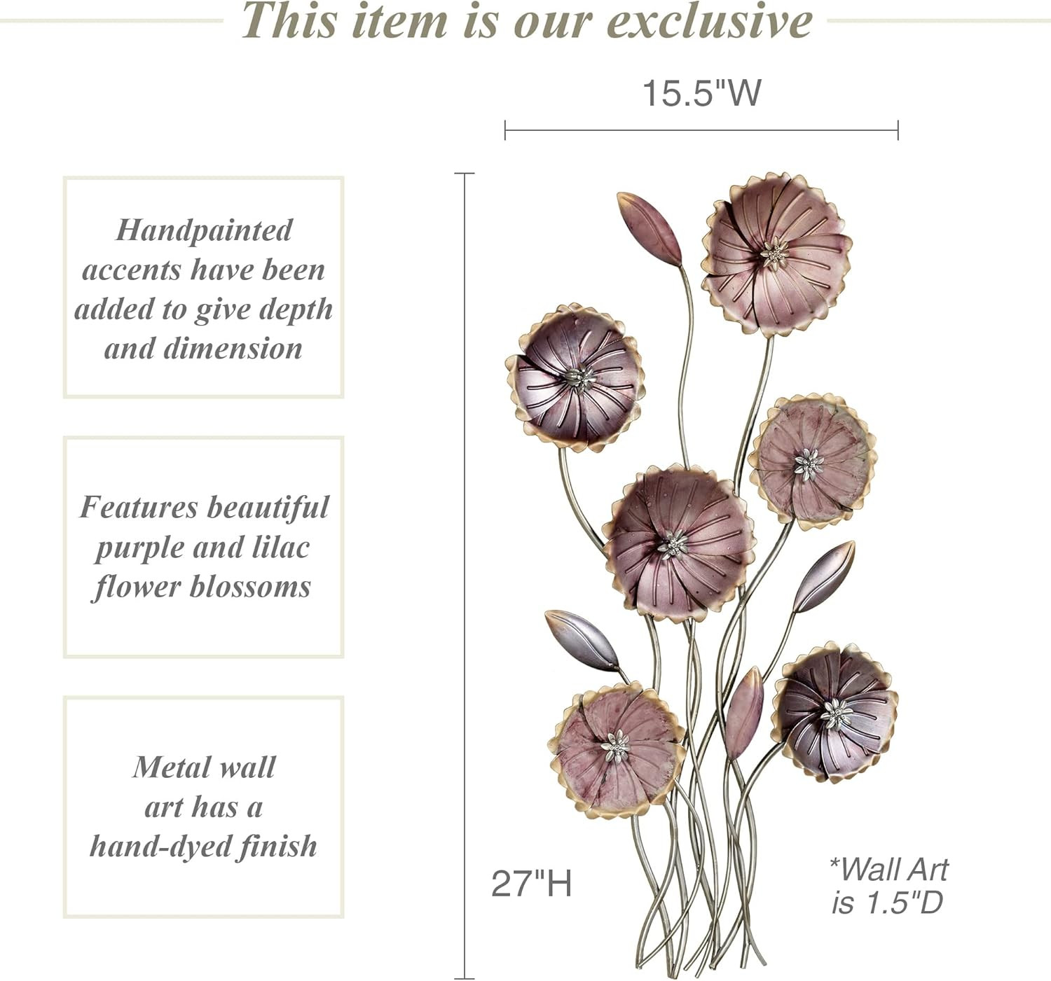Charming Floral Array Wall Art – Purple – Three-Dimensional Work – Big Flower Wa