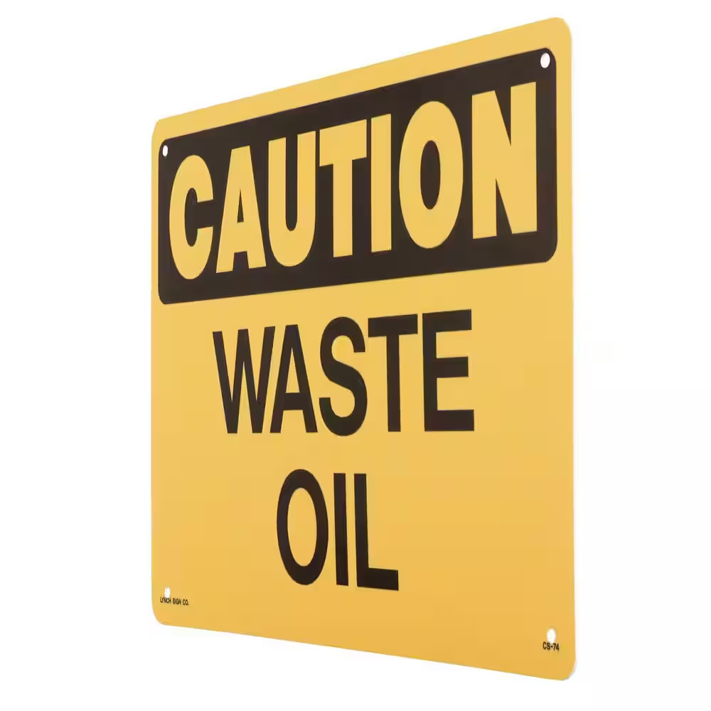 14 In. X 10 In. Waste Oil Sign Printed on More Durable, Thicker, Longer Lasting