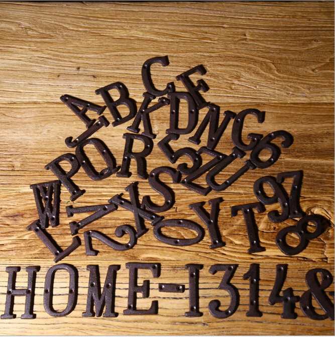 Cast Wrought Iron Black Antique House Door Alphabet Letters and Numbers HOT!