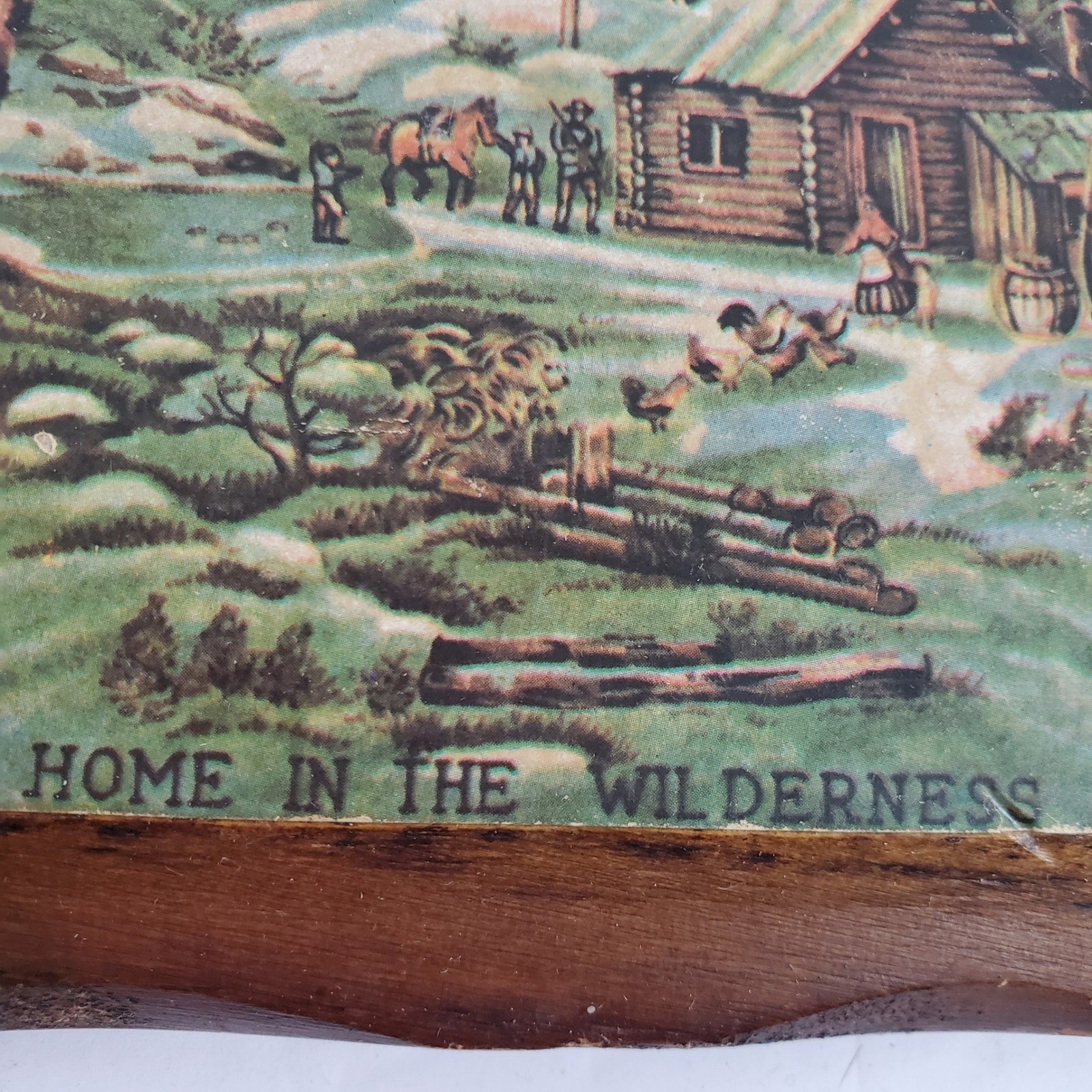 Vintage Mini Wall Plaque Home in the Wilderness 5×5 Brown Snowy Woods