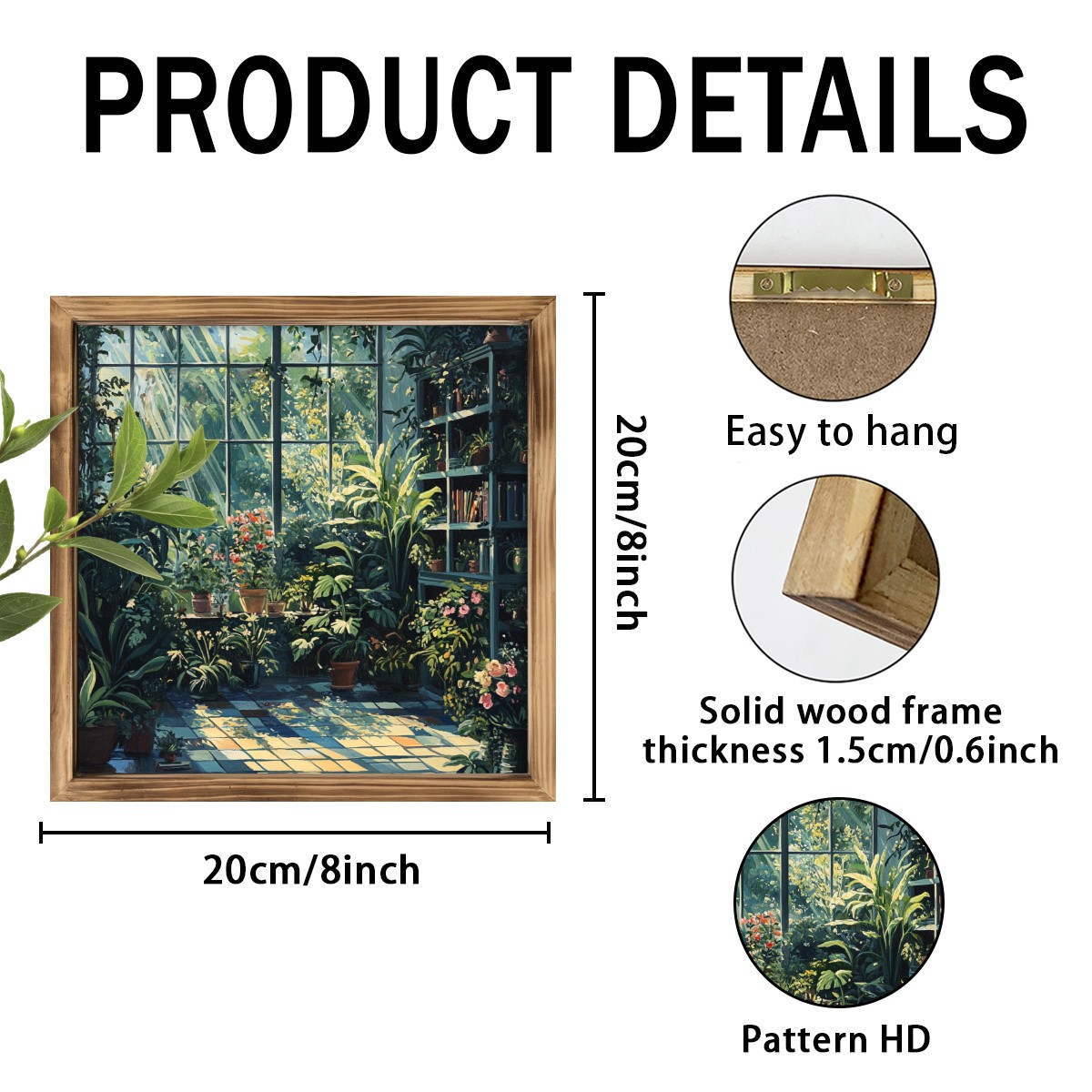 Antique Botanical Greenhouse Window Tropical Flower Living Room Wall Art Plaque