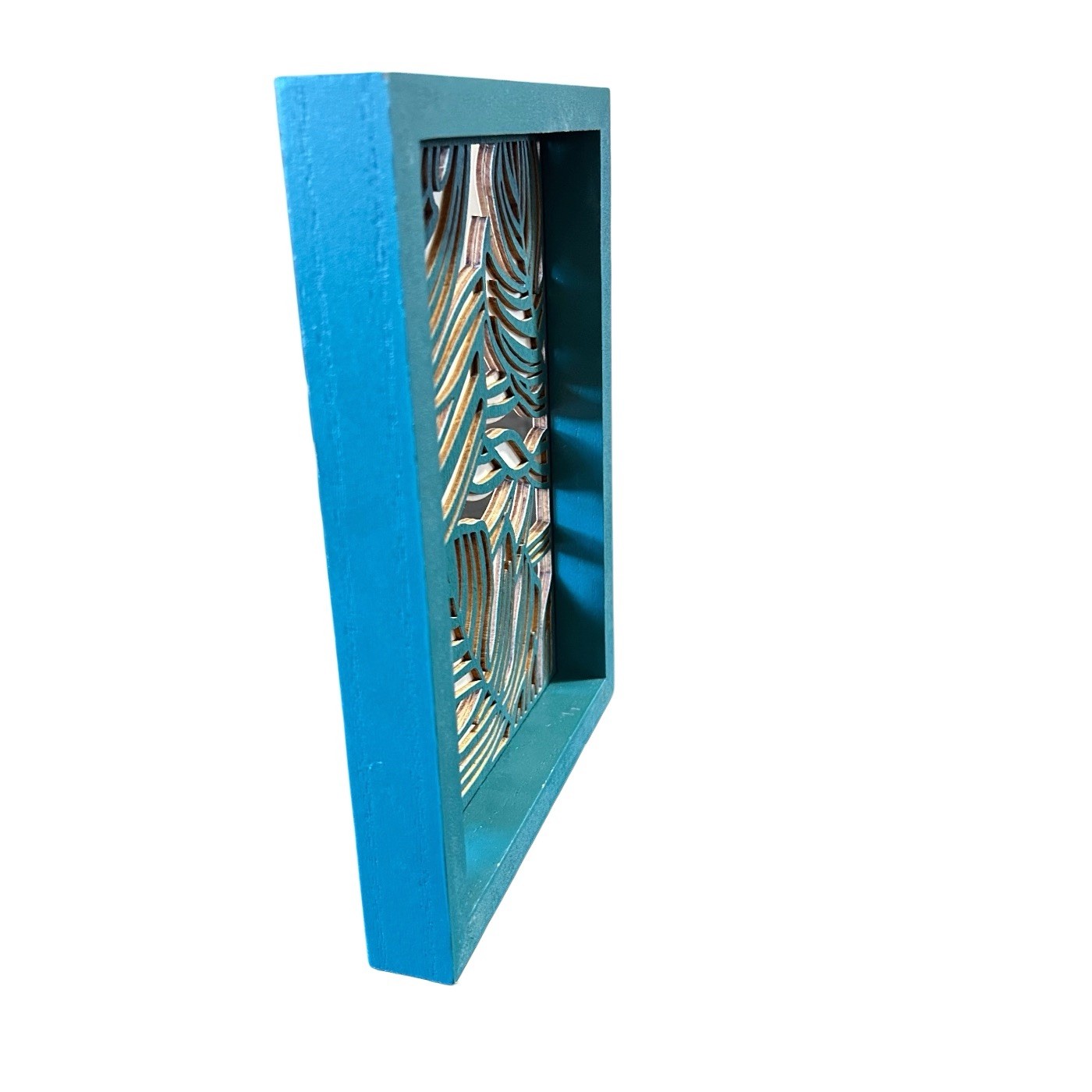 Wooden Free Standing Shelf Wall Decor 8.5” X 6.5” Tropical Palm Leaves 3D Cutout