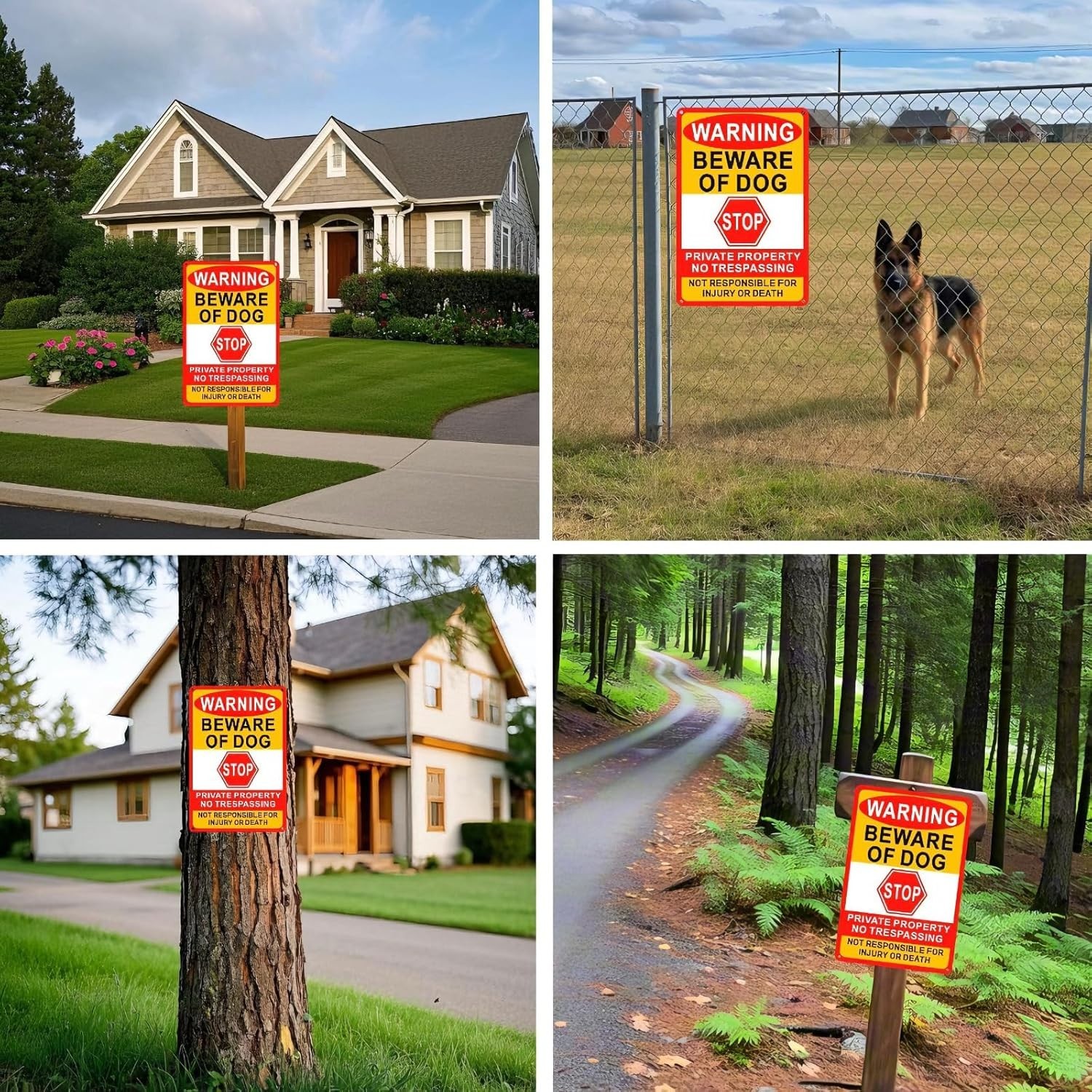 3 Pack Beware Of Dog Sign,8×12 Inches, Reflective Film, Anti-Rust Aluminum Metal