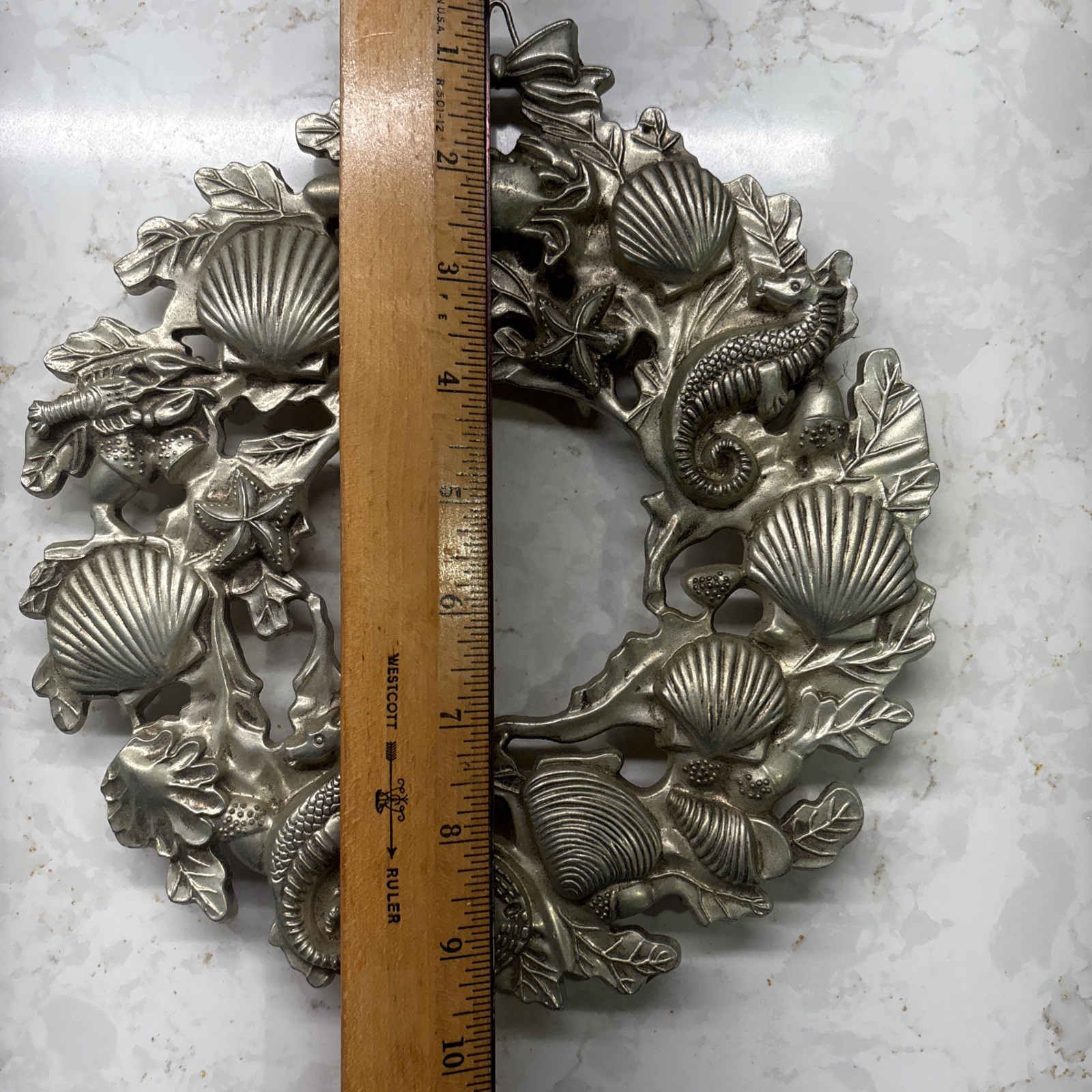 Godinger Sea Treasure Silver Plated Wreath Coastal Shells Ocean Wall Plaque 9″