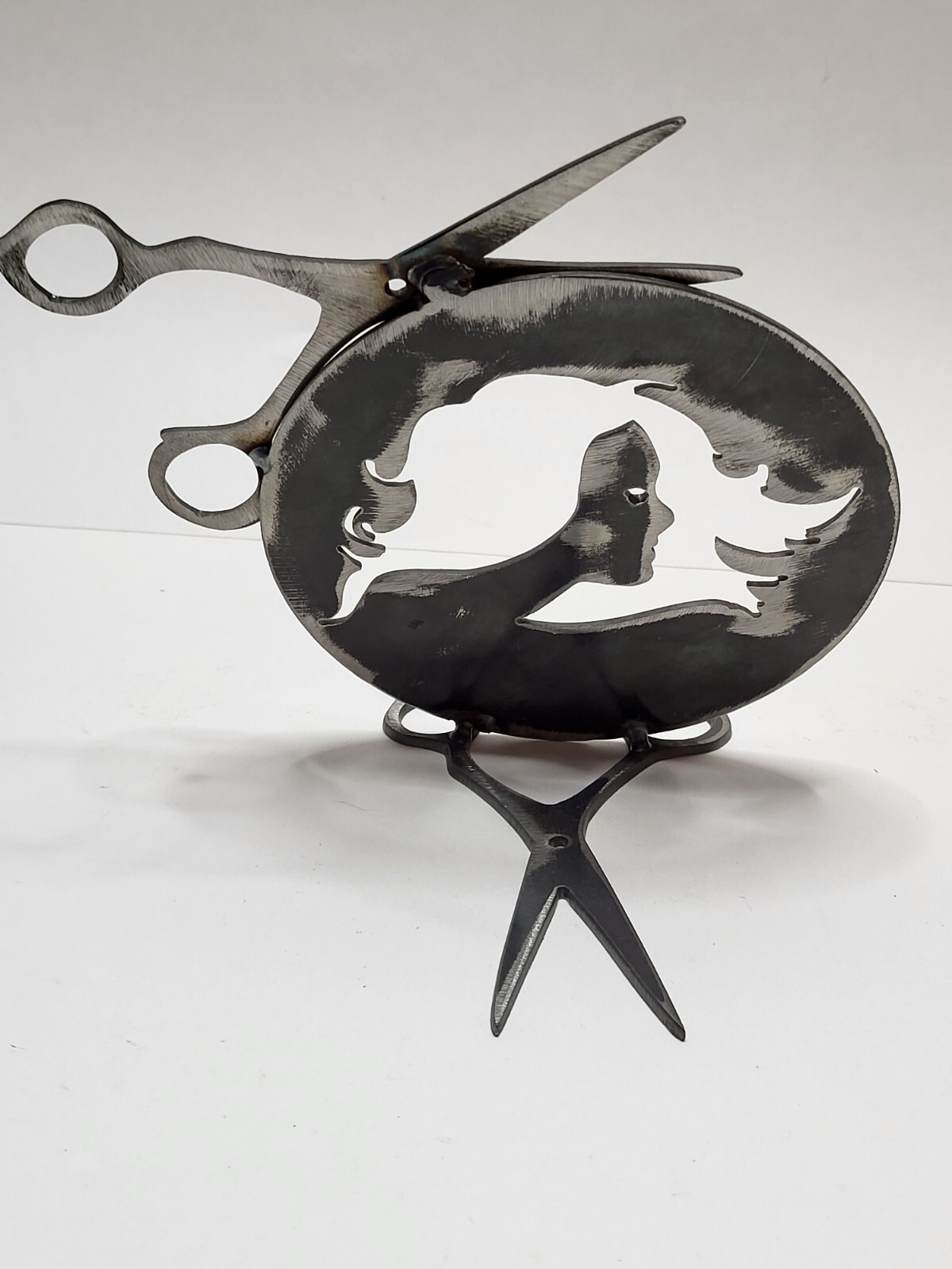 Hair Stylist Beautician Salon Barber Custom Made Steel Art Tabletop Shop Decor