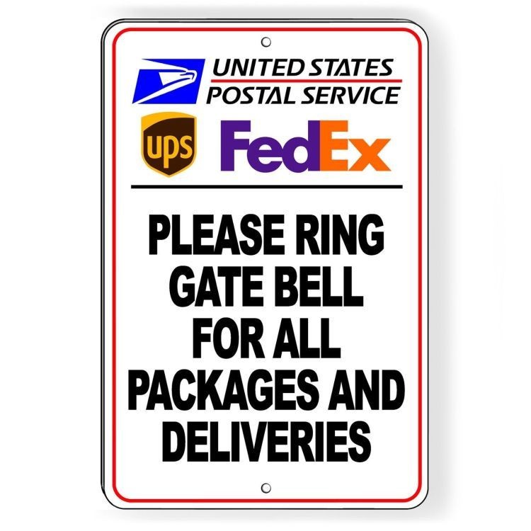 Ring Gate Bell For All Packages And Deliveries Sign METAL 3 SIZES usps ups SI101