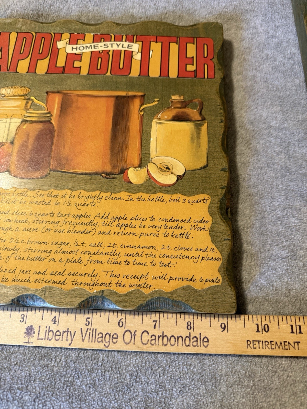 Vintage Country Apple Pie Butter Recipe Plaques Wall Sign Art Hanging Wood Set
