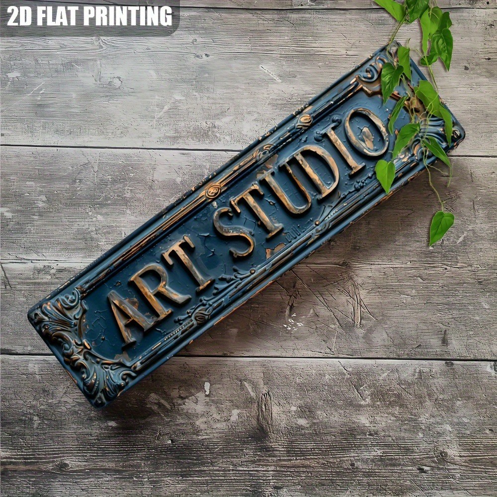 Rustic Art Studio Metal Tin Signs 4×16 Vintage Wall Decor Office Bar Cafe Garage