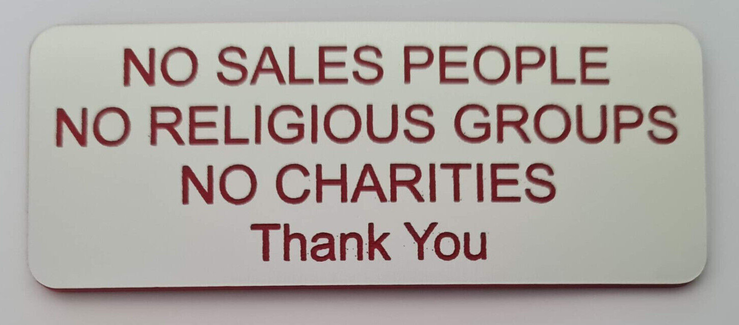 No Sales People Religious Groups Charities Thank You Sign Plaque Outdoor Rated