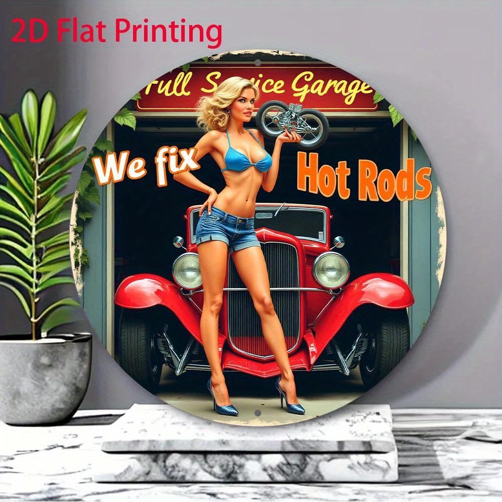 8-Inch Round Aluminum Metal Tin Signs- “Hot Rods & Classic Cars: Expert Repa