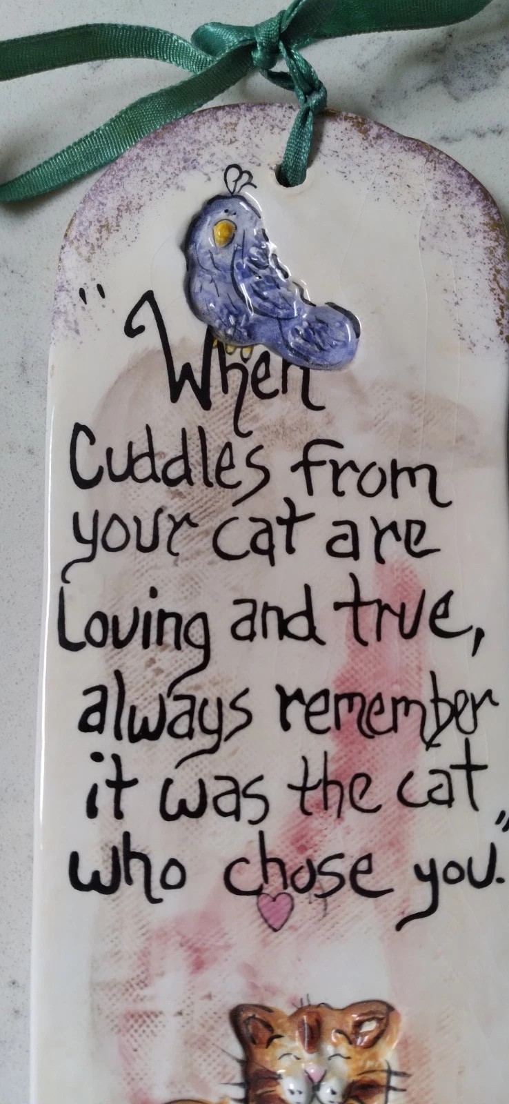 Blue Sky Clayworks Vtg Heather Goldminc Design Cat Cuddles Hanging Wall Plaque