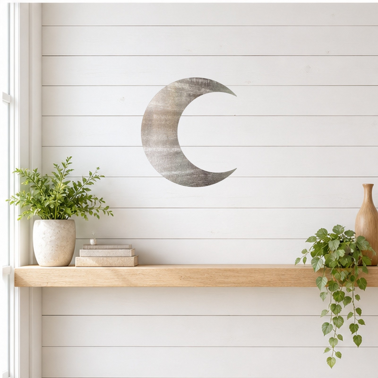 Crescent Moon Steel Cutout Shape, Raw Metal Wall Art and Craft Supply