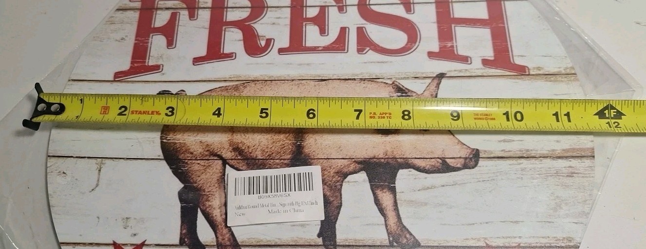 Farm Fresh Bacon Pig Metal Tin Metal Sign Decor 11″1/2 X 11″” 1/2 New Sealed