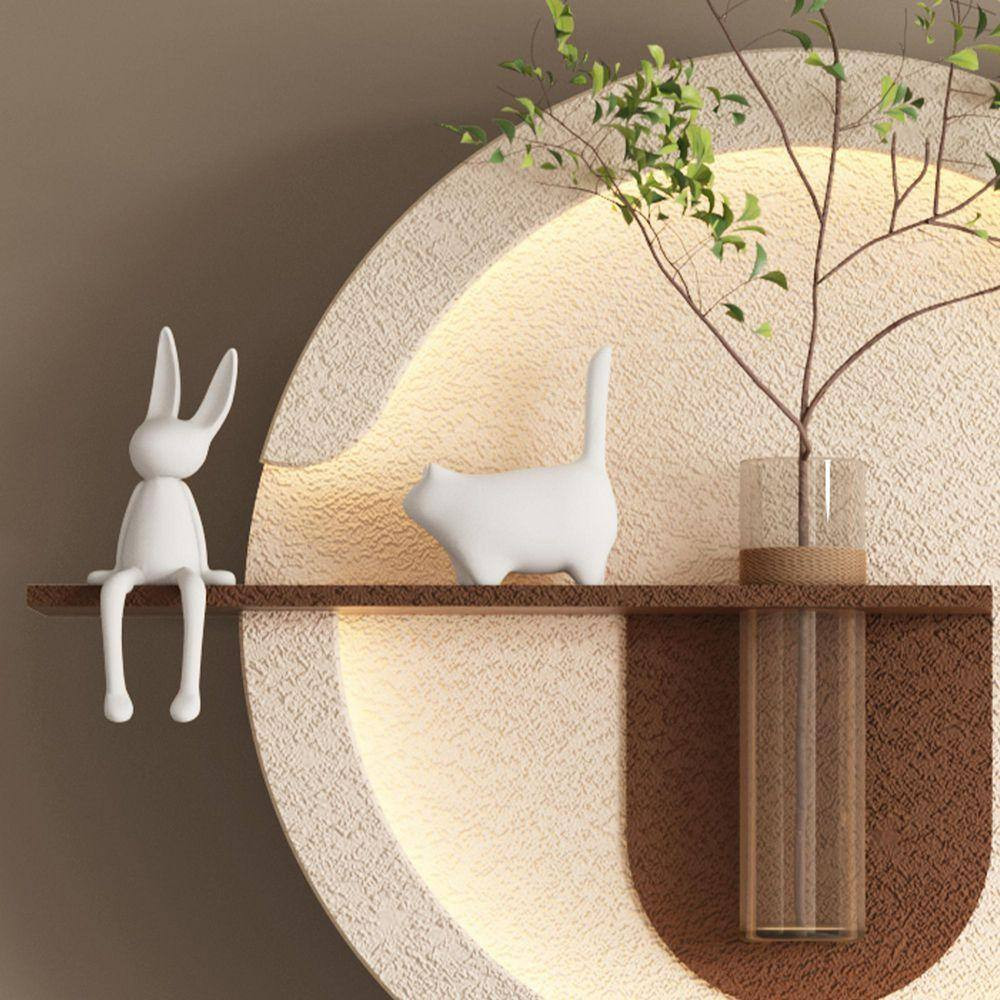 24 In. X 41 In. Light Coffee 3D Art Sculpture Wall Decor with Simulated Greenery