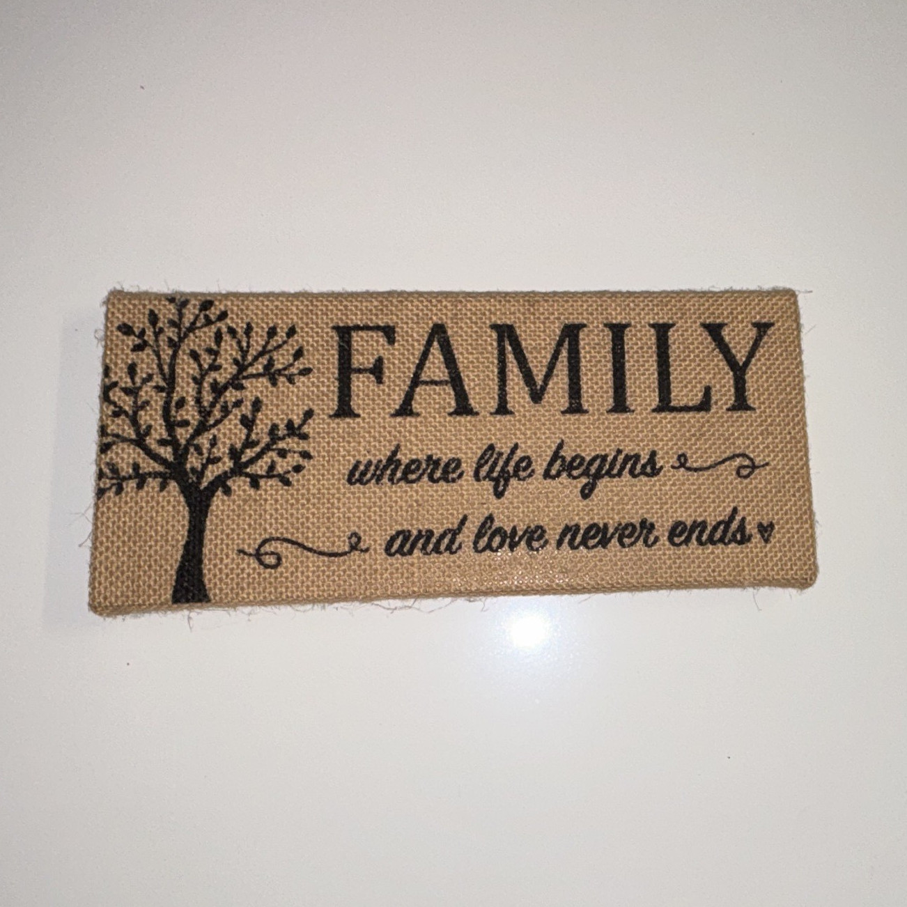 Family Inspirational Fabric Wall Sign Beige/Black Letter Pattern Vertical