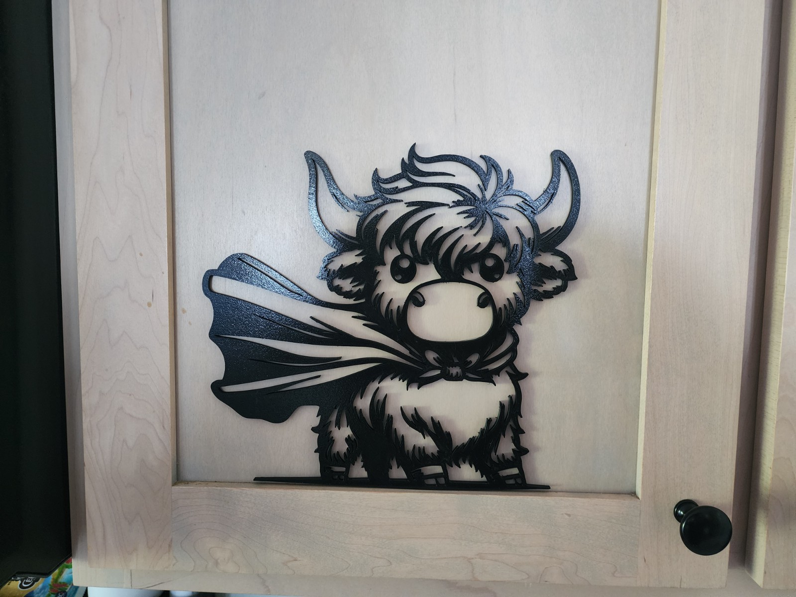 Highland Cow Kitchen Decor Set of 5 Farmhouse Art | Black Baby Cow Wall Decor