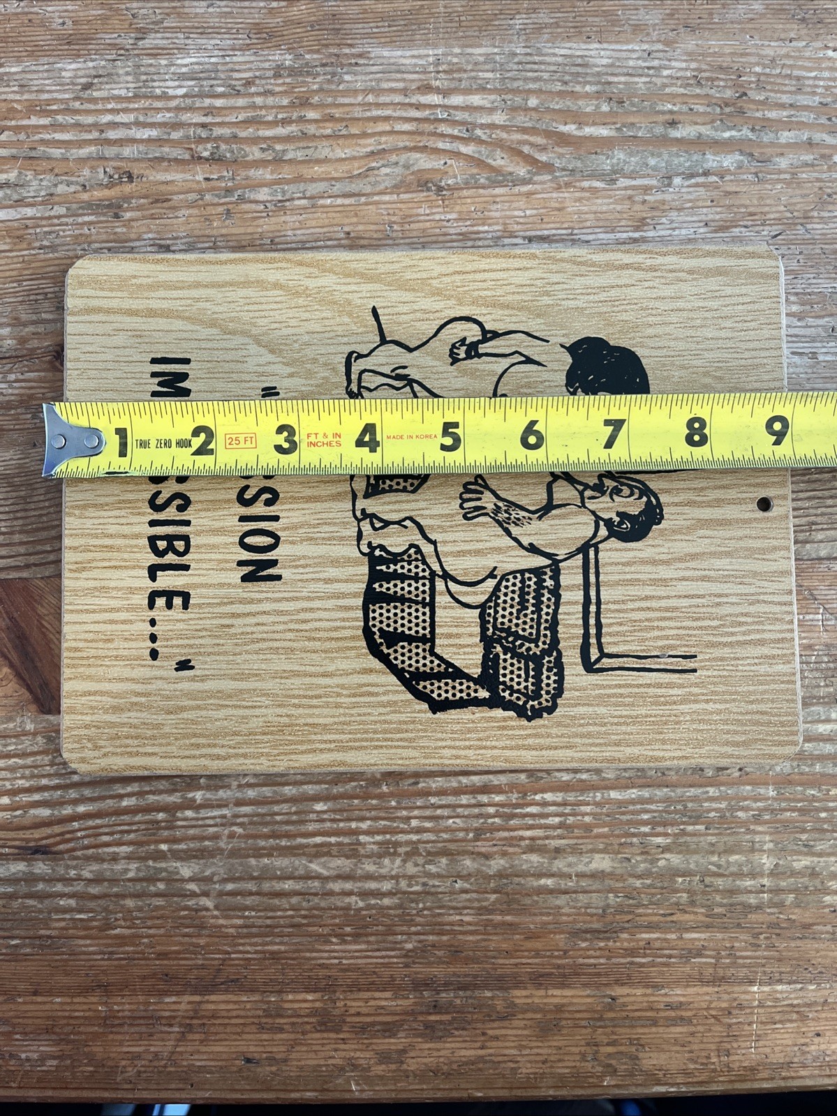Vintage Novelty Sign Mission Impossible Wooden Kitsch Midcentury Sex Adult Humor