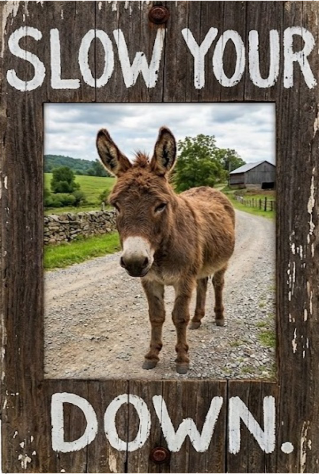 Slow Your Ass Down Funny Donkey Rustic Novelty Sign Farmhouse Decor 8×12 12×18