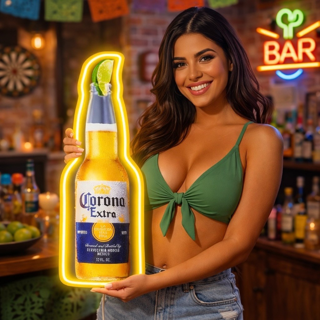 Corona Extra LED Bottle Wall Sign Neon Style Beer Bar Man Cave Decor