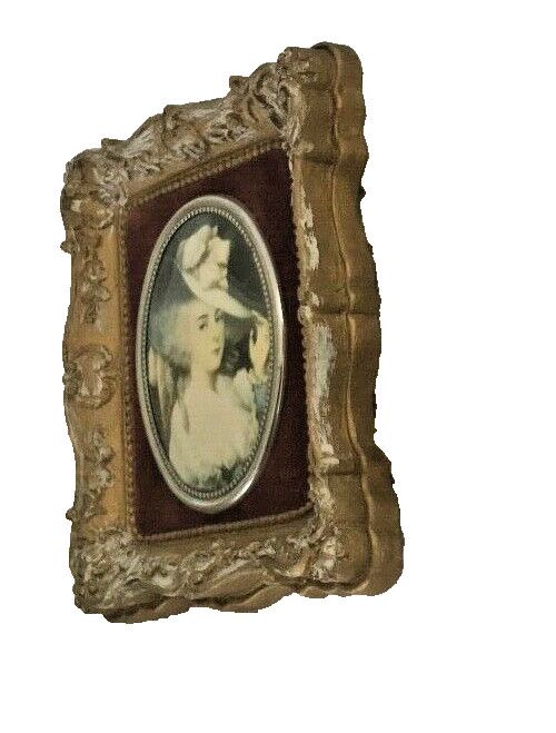 Cameo Creation Wall Plaque Oval Print Woman in Hat Portrait Vintage 5″x 4.25″