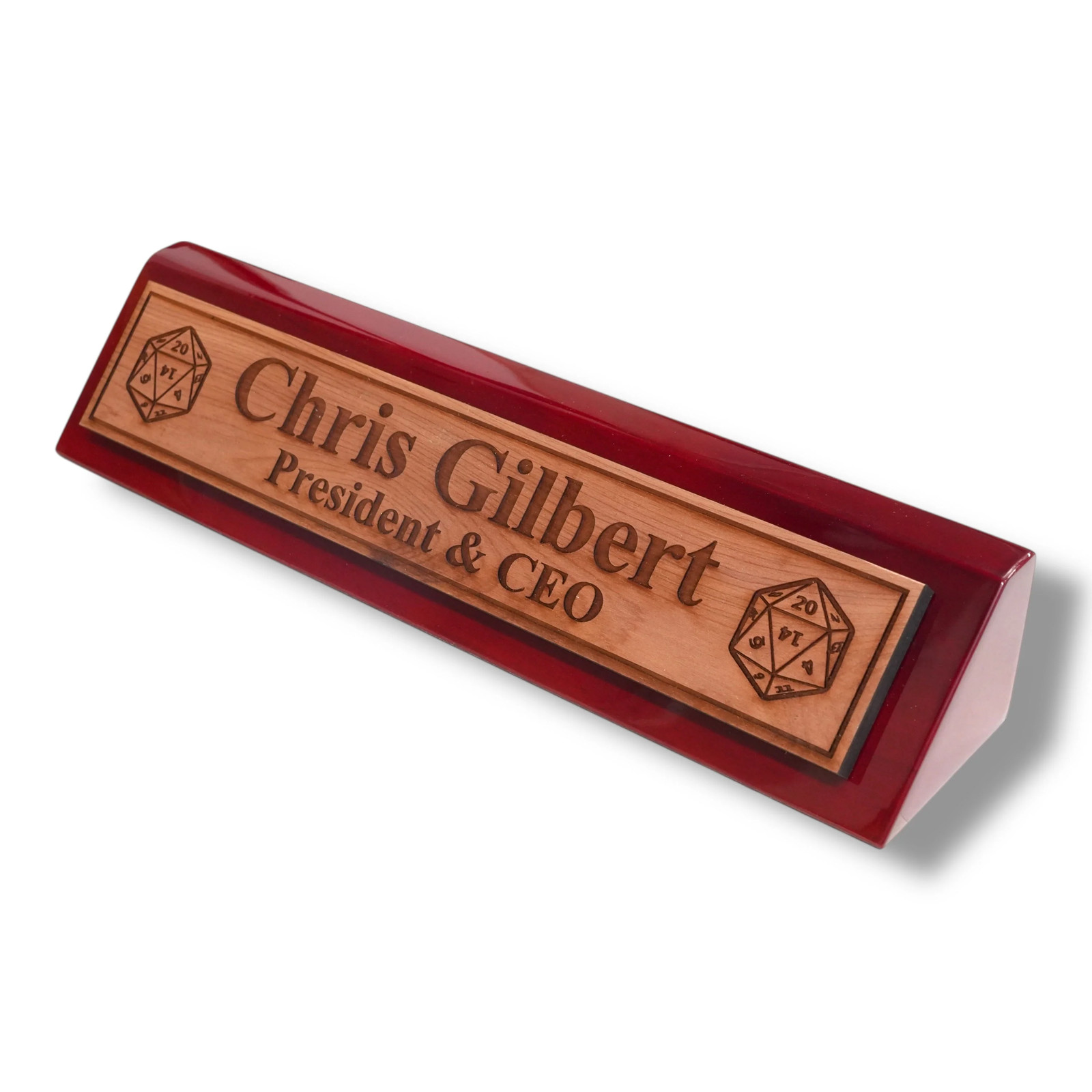 Desk Wedge Name Plate – PERSONALIZED – D20 – 11 Inches