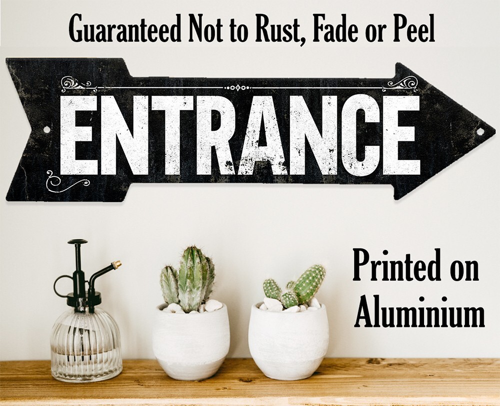 Metal Sign – Vintage Entrance Metal Arrow – Directional Arrow Sign – Durable