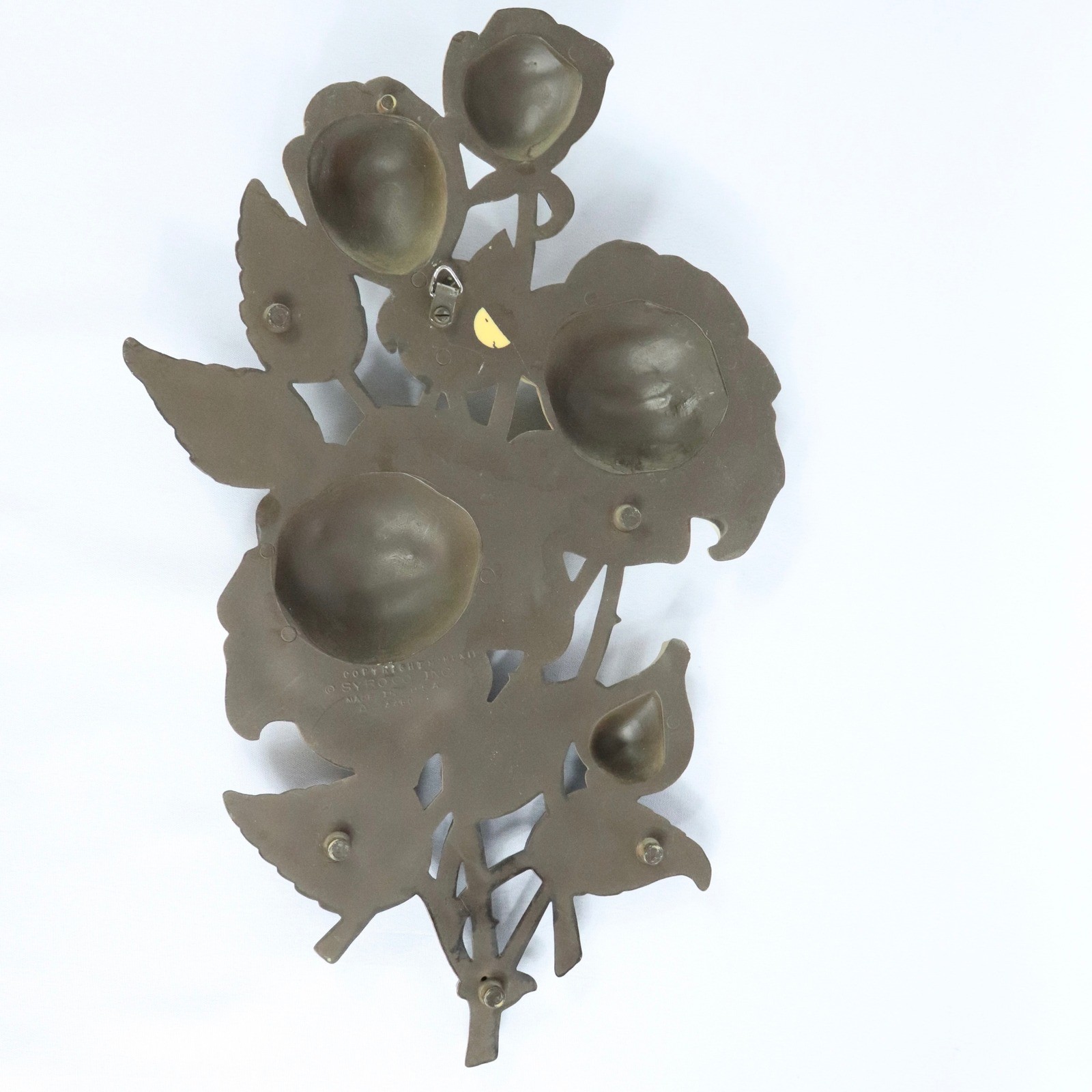 Vintage Syroco 3D Cream & Brown Mid Century Modern Rose Wall Plaque Decor