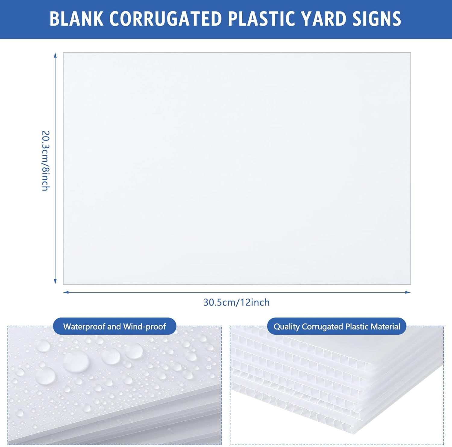 36 Pack Corrugated Plastic Sheet 3/16 Inch Thick Poster Board 8X12 Inches Waterp