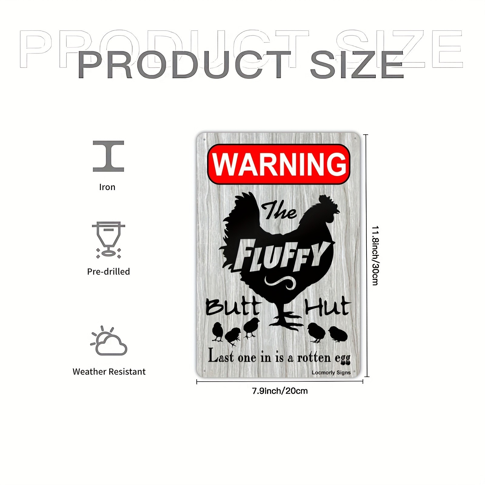 Metal Warning Sign 20*30cm 8*12in Farm Rooster Decor