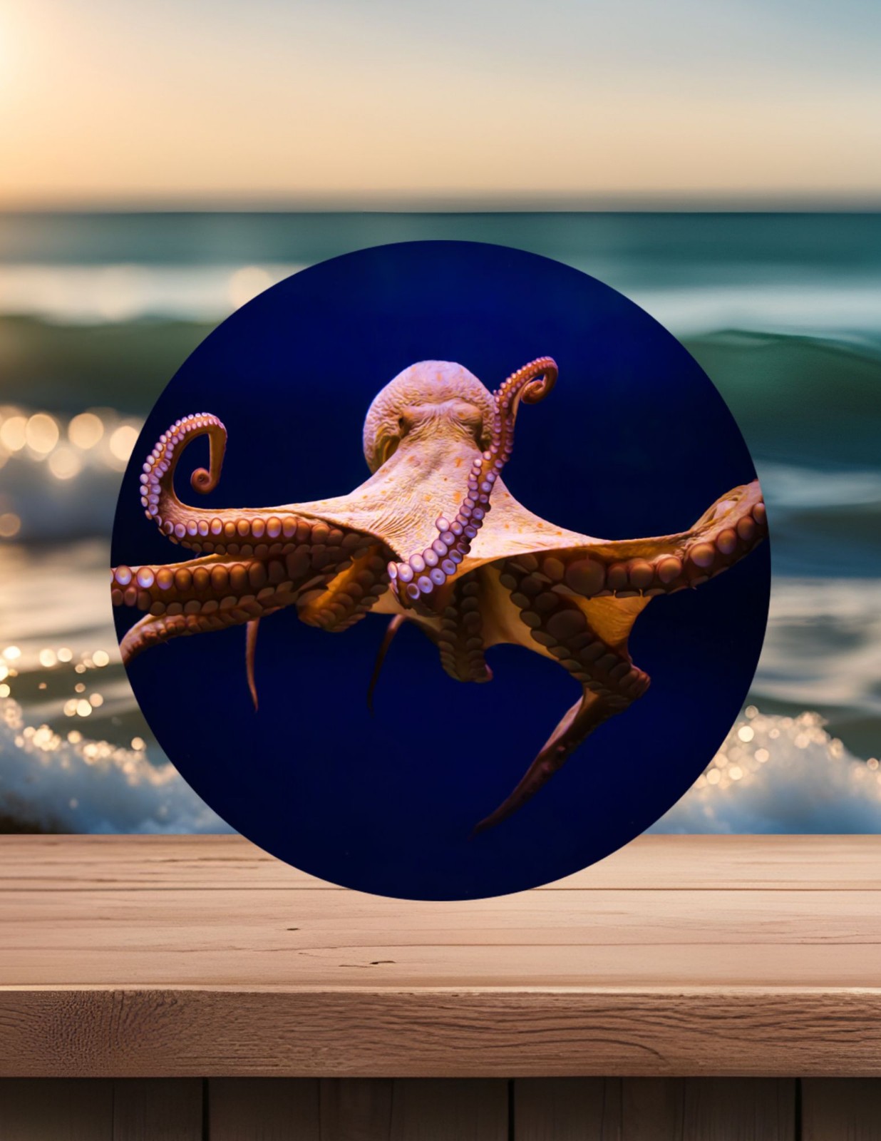 Ocean~ Octopus~ 10 inch~ Metal~ Round ~ Sign~ FREE shipping~ CHOICE~ Gifts